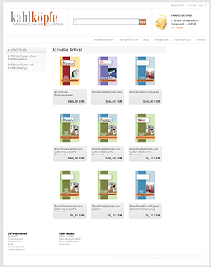 Bild der Referenz: Onlineshop Kahklöpfe Broschürenshop